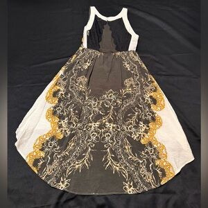 Free People Hi-Low Lace Dress, Open Back, Dark Brown Print, Size S NWOT